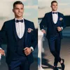 Trois Pièces Smokings De Mariage Hommes D'affaires Costumes Un Bouton Mélange De Laine avec Paillettes Groom Wear Fit Groomsman Veste De Mariage Gilet Pantalon