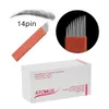 100pcs 14pin eedles microblading elems accessories makeup accessories الوشم توريد العيون الحاجب الوشم القابل للتصرف