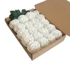 20pcs Dostępne łuk kwiatowy bukiet sztuczna głowica róży z łodygami jedwabny Fake Flower Pe Ploam Rose Wedding Car Decor Weddin321f