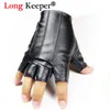 Fashion- Male Cool Leather Gloves Fingerless Glove for Dance Party HalF Finger Sport Fitness Luvas Free Shipping