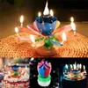 Rotation Coloré Pétales Musique Bougie Enfants Fête D'anniversaire Lotus Mousseux Fleur Bougies Squirt Blossom Flamme Gâteau Accessoire Cadeau