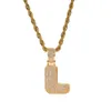 Iced zircone Hip Hop Pendente Oro Argento Rame CZ con nome a lettere collana personalizzato per con la corda catena Uomo