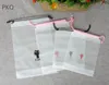 50st Transparent Frosted Plastic DrawString Bag Portable Waterproof Packaging Tygförvaringsväska 1620cm1825cm20cm3608709