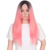 Nieuwe stijl Wig Long rechte synthetische pruiken natuurlijke haarlijn verschillende kleuren vezelhaar 220 gpack 26 inches4383663