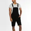 Mens Casual Retro Denim Bib Overall Shorts Pants Summer Autumn Solid Jeans Jumpsuit For Male Rompers Plus Size