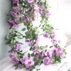 3PCS /ロット100センチ造花ローズのバラのヴィインの本物のタッチ植物のヴィインの偽の花の家の装飾的な花輪のための家の装飾