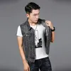 2020 Retro Casual Washed Embroidery Indians Vest Waistcoat Men Vintage Denim Vests Men's Sleeveless Cowboy Jackets Large Size