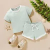 Baby Kids Shorts Suits 6 cores Sólidos T-shirt crianças Tops Designer crianças Roupa para meninas menino da criança Splice Conjuntos infantil Roupa descontraída