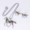 Nieuw Europe Vintage Party Casual sieradenset Dameskleurige glazuur Horse ketting met oorbellen S370