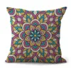 Decorative Pillow Cushion Case Flower Mandala Painting Pillowcase 17.5 Inch Cotton Linen Chair Seat Throw Pillow Cover P1106 Case