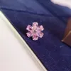 Partihandel-Luxury S925 Sterling Silver Full Rosa Crystal Sun Flower Stud Örhängen för Kvinnor Smycken