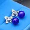 Dame à la mode boucles d'oreilles en argent 925 avec perle d'eau douce cadeau de perle de charme DIY (29 sortes de couleurs de perles disponibles)