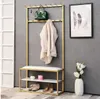 Dörrkläder Rack Vardagsrum Möbel Enkel Golv Kläder Display Racks Multi-Function Storage Shoe Shelf Iron Hushållsskor Ändra avföring