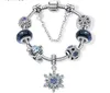 Perles de charme adaptées aux bijoux pandora Bracelets en argent 925 Pendentif flocon de neige Bracelet bleu ciel citrouille panier charmes Bijoux à bricoler soi-même avec boîte-cadeau