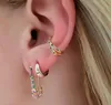 Wholesale-Fashion Women Earring Design With Full Crystal Safety Pin Shape Ear Gold Plated Trendy Gorgeous Women Jewelry3079436