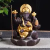 4 cores cerâmico ganesha elefante deus buddha estátuas backflow incenso queimador home escritório incenso cones livre DHL