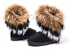 Fashion Fox Fur Warm Autumn Winter Wedges Women snow Boots Shoes GenuineI Mitation Lady Short Boot Casual Long Shoe's size 36-40