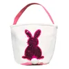 Sequin Easter Bunny Baskets Spring Party Rabbit Handbags Canvas Candy Egg Storage Bag Kids Hunt Eggs Event Gifts