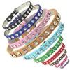 Shining Rhinestone Cat Collar 12 Colors PU Material Pet Collar Neck Adjustable Cat Dog Collars Kitten Puppy Accessories