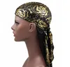 Unisex estampado Floral hombres mujeres seda Durag verano transpirable cola larga pañuelos sombrero Do Du trapos cubierta de pelo gorra con ondas GD258