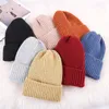Chapeau d'hiver chaud de haute qualité pour femme Candy Colory Colorie Hats Soft Elastic Triped Wool Hat Lady Casual Catch Ski Caps DBC VT0914