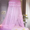 Kinderen elegante tule bed koepel bed netting luifel cirkelvormige roze ronde koepel beddening muggen net voor twin queen king