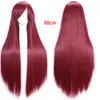 Size: adjustable wigs Select color and style 32inch 80CM Fashion Full Wig Long Straight Wig Cosplay Party Costume Anime Hair