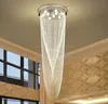 Villa Duplex Stairs Chandelier Crystal Hanging Light Modern Creative Staircase Crystal Long Hanging Lighting MYY