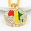 2 الأحجام الذهب جامايكي أفريقيا القارة الأفريقية جولة قلادة كوبا سلسلة قلادة الهيب هوب المجوهرات