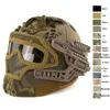 Casque Airsoft tactique rapide PJ Sport de plein air avec masque Airsoft Paintabll tir système de suspension à sangle de verrouillage de tête réglable NO01-013