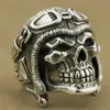 Vintage Gothic Edelstahl Pilot Totenkopf Helm Herren Ring Fashion Bike Punk Antik Ring Größe 7~14