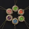 12 Zodiac Sign Essential Oil Diffulser Locket Pendant Necklace Aromatherapy Perfume Fashion DIY Jewelry Birthday Gifts for Women Wholesale