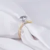 Transgems 14k 585 Two Tone Gold Moissanite خاتم الخطوبة للمرأة مركز 2ct 8mm f اللون المويسانتي خاتم الذهب مع لهجة Y19061203