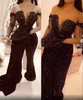 2020 Arabski Aso Ebi Black Sexy Blask Even Even Kaliwowane cekinowe sukienki balowe