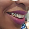 18k banhado a ouro ambiental dentes de cobre cintas simples hiphop 2 grillz boca dental fang churrasqueiras dente tampa cosplay vampire rapper jóias