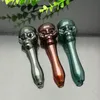 Fabrication de pipes à fumer en verre Narguilé soufflé à la main Bongs Pipe en verre à tête fantôme concave à tête plate colorée