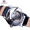 Forsining Fashion Diamond Wyświetlacz pół szkieletu Unikalny rozkładka mody męskie zegarki srebrne zegarki najlepsze marka luksusowa neutralna casual7477028