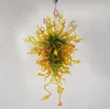 Nieuwe aankomst lange bloem kroonluchter verlichting amber en groene schaduw hanglampen moderne handgeblazen glas kroonluchter met led-lampen