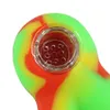 3.7" silicone smoking hand pipes tabacco dab rig Spoon pipe with glass bowl colorful portable festival gift