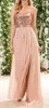 Rose Gold Sequined Bridesmaid Dresses Sweetheart Side Split A Line Long Country Maid Of Honor Gowns Beach Wedding Guest Party Dress