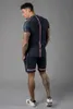Мужской мода HipHop Streetwear тенниски костюмы сценограф Кардиган короткие штаны SPORTWEAR одежды Комплекты наряды костюм фитнес-зал для человека
