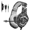 Onikuma K1PRO CAMO PC Gaming Headset for PS4 XBOX One, 3.5mm Stereo USB LED Headphones with Omnidirectional Microphone