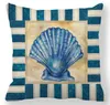 Retro Style Sandy Beach Coast Lighthouse Conch Starfish Pattern Pillow Case Ocean Household Sofa Decorative Cushion Cover Newest