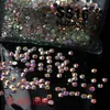 Conjunto de 10bag 1440pcs Bolsa plana traseira ab cor de cristal de cristal de unhas de unhas 3d jóias jóias diamante gemas pregos de arte decoração diy rh300n