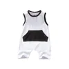 5 couleurs d'été Bébé Filles Garçons vêtements en coton manches Pocket barboteuses de Jumpsuit doux Vêtements bébé M2170