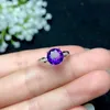 CoLife Jewelry amethyst silver ring for party 6mm natural VVS grade amethyst 925 silver gemstone ring birthday gift for young girl