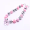 Hotsale rose gris couleur enfants grosses perles collier ensemble de bijoux à la mode fille enfants perles gros collier Bracelet ensemble