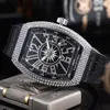 Luksusowe zegarki dla mężczyzn Designer Kwarc Watch Vanguard All Diamond Case Wysokiej jakości zegarek skórzany pasek lodowane zegarki Montre de2778765