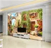 Carta da parati fotografica personalizzata 3d Bellissimi fiori e maestoso castello Soggiorno TV Sfondo Bound Wall Painting Wallpaper