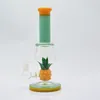 11 inç cam bong su borusu ananas teçhizatı 14mm kase ile benzersiz geri dönüştürücü başlık cam yağ teçhizatı bubbler